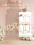 Gold Tall Stand for Wedding: 23.6in, With Metal Panel, Packs of 2 in Gold-2PSC, alternate view 6