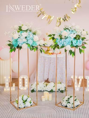 Gold Tall Stand for Wedding: 34.5in, With Metal Panel, Packs of 2 in Gold-2PSC, alternate view 4