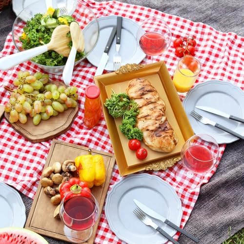 Gold Tray 14 x 10 Decorative Serving Tray 4 Pcs, Rectangle in Gold, alternate view 6