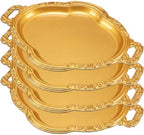 Gold Tray 14 x 10 Decorative Serving Tray 4 Pcs, Scalloped in Gold
