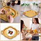 Gold Tray 14 x 10 Decorative Serving Tray 4 Pcs, Scalloped in Gold, alternate view 6