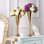 Gold Trumpet Flower Wedding Centerpiece Riser Stand, 2Pcs, 14in in Gold, alternate view 4