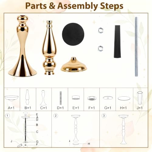 Gold Trumpet Vases Bulk for Centerpieces, 6Pcs 20'' Tall Wedding Center Pieces Decoration for Table, Flower, alternate view 6