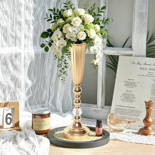 Gold Trumpet Vases for Centerpieces Wedding Tables Bulk, 6Pcs 18.5'' Tall Center Pieces Decoration for Flowers, alternate