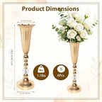 Gold Trumpet Vases for Centerpieces Wedding Tables Bulk, 6Pcs 18.5'' Tall Center Pieces Decoration for Flowers, alternate