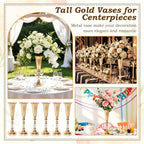 Gold Trumpet Vases for Centerpieces Wedding Tables Bulk, 6Pcs 18.5'' Tall Center Pieces Decoration for Flowers, alternate