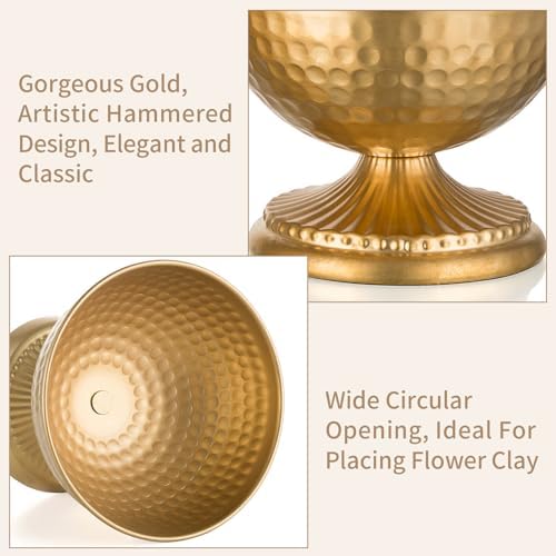 Gold Urn Vase for Flowers, Wedding Table Compote Vases, 4.3in, 2Pcs in Gold, alternate view 6