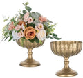 Gold Urn Vase for Wedding, Distressed Compote Vases for Table, 2Pcs in Gold