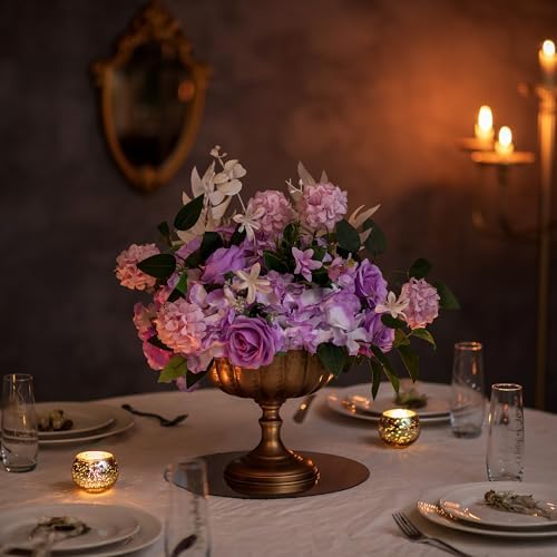 Gold Urn Vase for Wedding, Distressed Compote Vases for Table, 2Pcs in Gold, alternate view 2