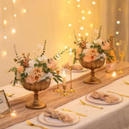 Gold Urn Vase for Wedding, Distressed Compote Vases for Table, 2Pcs in Gold, alternate view 4