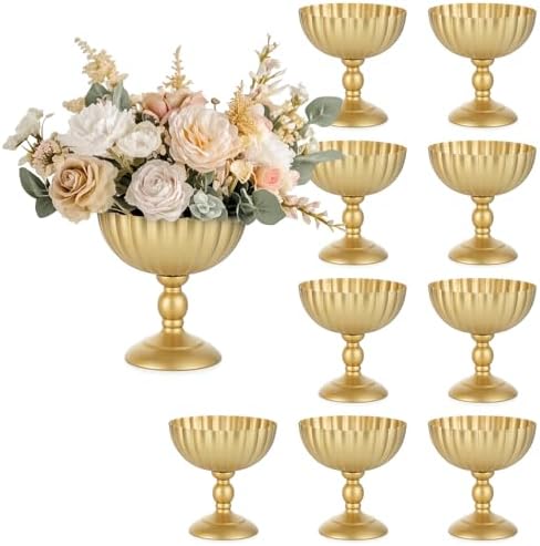 Gold Urn Vase for Wedding, Tall Vases Centrepieces for Table, 10Pcs in Gold