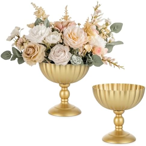 Gold Urn Vase for Wedding, Tall Vases Centrepieces for Table, 2Pcs in Gold