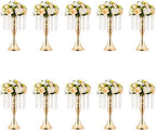Gold Vase Stand Table: 13.8in Wedding Centerpieces, Set of 10 in Gold
