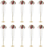 Gold Vases for Centerpieces Wedding - 10 Pcs 39.4in Tall Vase Chandelier Centerpiece for Tables - Flower Stand