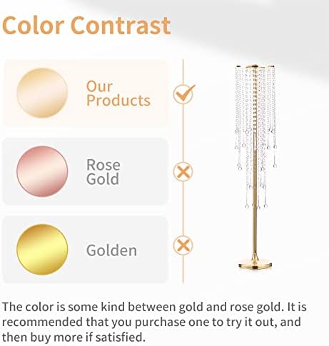 Gold Vases for Centerpieces Wedding - 10 Pcs 39.4in Tall Vase Chandelier Centerpiece for Tables - Flower Stand, alternate