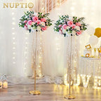 Gold Vases for Centerpieces Wedding - 10 Pcs 39.4in Tall Vase Chandelier Centerpiece for Tables - Flower Stand, alternate