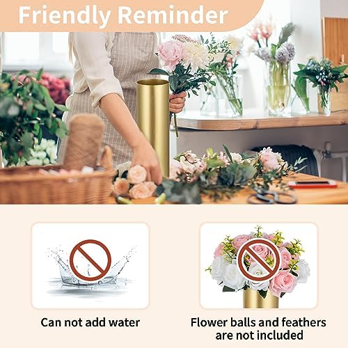 Gold Vases for Centerpieces Wedding: 6 Pcs 5.1 inch Tall Metal Flower Vase Flowers Stand Wedding Centerpieces, alternate view