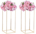 Gold Vases for Centerpieces with Acrylic Panel, 23.6" Tall, 2 Pcs in Gold
