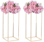Gold Vases for Centerpieces with Acrylic Panel, 23.6" Tall, 2 Pcs in Gold