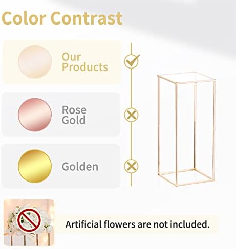 Gold Vases for Centerpieces with Acrylic Panel, 23.6" Tall, 2 Pcs in Gold, alternate view 5