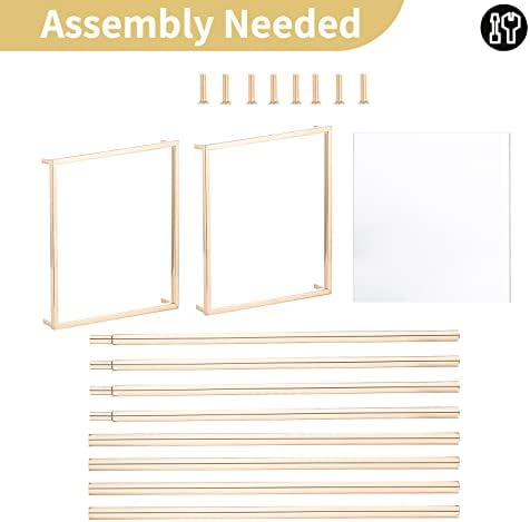Gold Vases for Centerpieces with Acrylic Panel, 23.6" Tall, 2 Pcs in Gold, alternate view 6