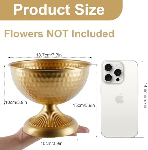 Gold Vases for Wedding Centerpieces, Set of 10 Metal Vase Small Table Centerpiece Flower Stands Wedding, alternate view 3