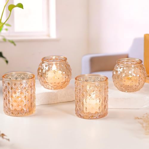 Gold Votive Candle Holders- 10Pcs Glass Tealight Candle Holder in Gold