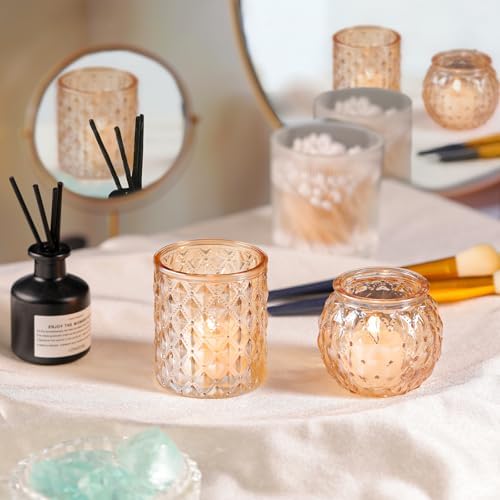 Gold Votive Candle Holders- 10Pcs Glass Tealight Candle Holder in Gold, alternate view 3