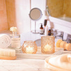 Gold Votive Candle Holders- 10Pcs Glass Tealight Candle Holder in Gold, alternate view 7
