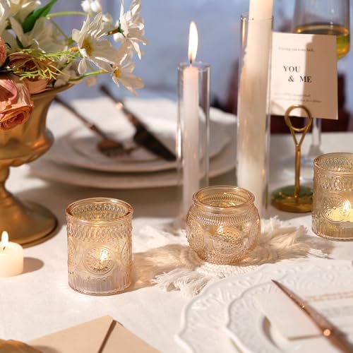 Gold Votive Candle Holders Set of 36 - Glass Candle Holder Bulk for Table Centerpiece, Tea Lights Candle Holders, alternate