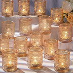 Gold Votive Candle Holders Set of 36- Glass Candle Holders Bulk in Gold