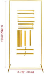 Gold Wedding Arch Backdrop Stand, 6.6FT*3.3FT Square Balloon and Flower Metal Frame for Ceremony, Anniversary, alternate view