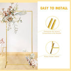 Gold Wedding Arch Backdrop Stand, 6.6FT*3.3FT Square Balloon and Flower Metal Frame for Ceremony, Anniversary, alternate view