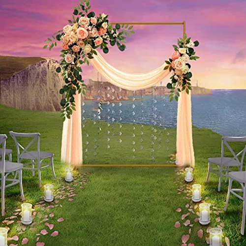 Gold Wedding Arch Backdrop Stand, 6.6FT*3.3FT Square Balloon and Flower Metal Frame for Ceremony, Anniversary, alternate view