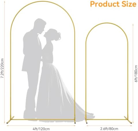 Gold Wedding Arch Stand, Arch Backdrop Stand Set of 2, alternate view 2
