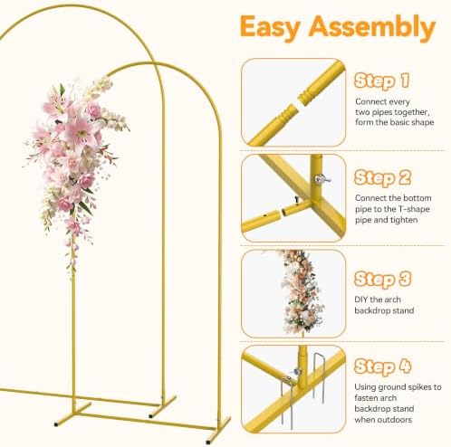 Gold Wedding Arch Stand, Arch Backdrop Stand Set of 2, alternate view 3