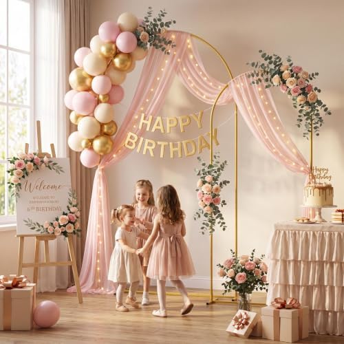 Gold Wedding Arch Stand, Arch Backdrop Stand Set of 2, alternate view 6