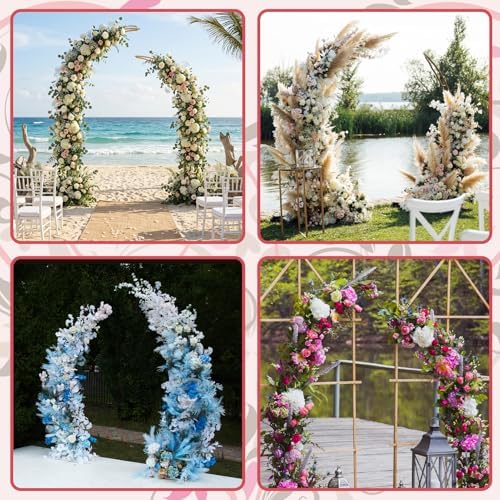 Gold Wedding Flower Arch Stand - 2-Pack Curved Half Arch Backdrop Frames (6.6 ft & 7.9 ft) for Ceremony, alternate view 5