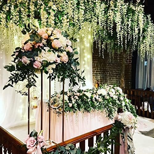 Gold Wedding Flower Stand Pack of 4, 24 Inch Tall Vase Column Stand Flower Holder, Metal Geometric Centerpieces, alternate