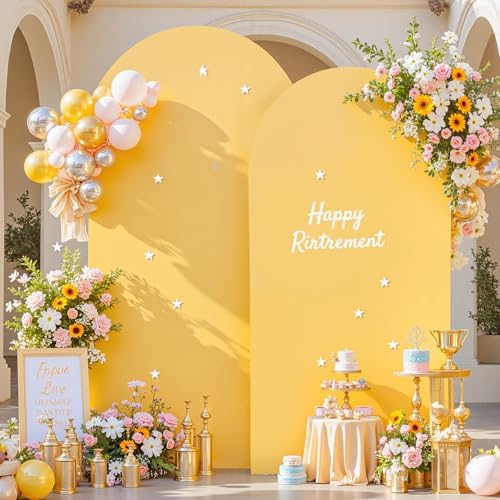 Gold & Yellow Arch Backdrop Cover 7.2FT 6FT Wedding Arch Covers Set of 2 in 6+7.2ft in Gold+Yellow, alternate view 3