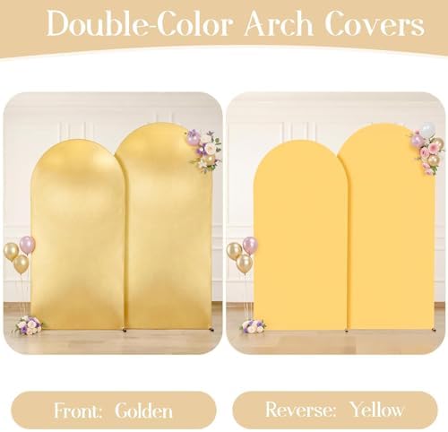 Gold & Yellow Arch Backdrop Cover 7.2FT 6FT Wedding Arch Covers Set of 2 in 6+7.2ft in Gold+Yellow, alternate view 5