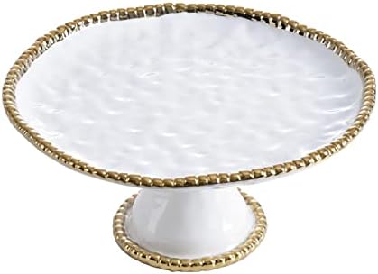 Golden Salerno Round Cake Stand in White and Gold