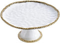 Golden Salerno Round Cake Stand in White and Gold