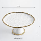 Golden Salerno Round Cake Stand in White and Gold, alternate view 3