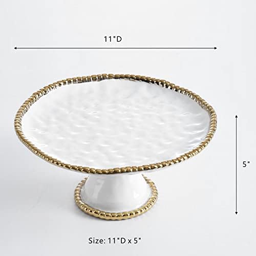 Golden Salerno Round Cake Stand in White and Gold, alternate view 3