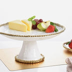 Golden Salerno Round Cake Stand in White and Gold, alternate view 4