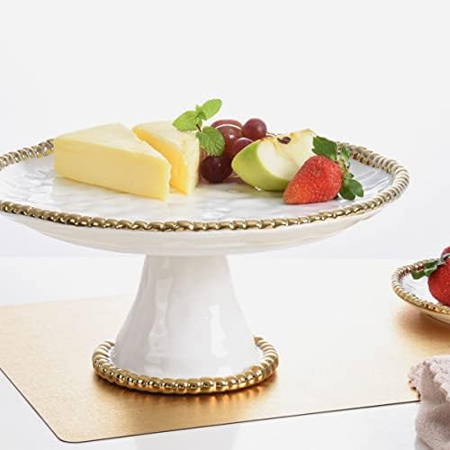 Golden Salerno Round Cake Stand in White and Gold, alternate view 4