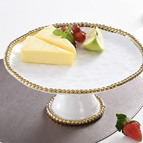 Golden Salerno Round Cake Stand in White and Gold, alternate view 5