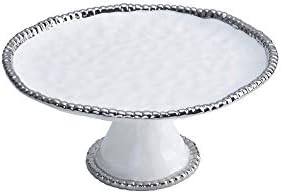Golden Salerno Round Cake Stand (White) in White