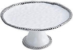 Golden Salerno Round Cake Stand (White) in White